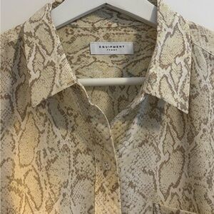 Equipment Beige and Brown Snake Print Shirt 100% silk